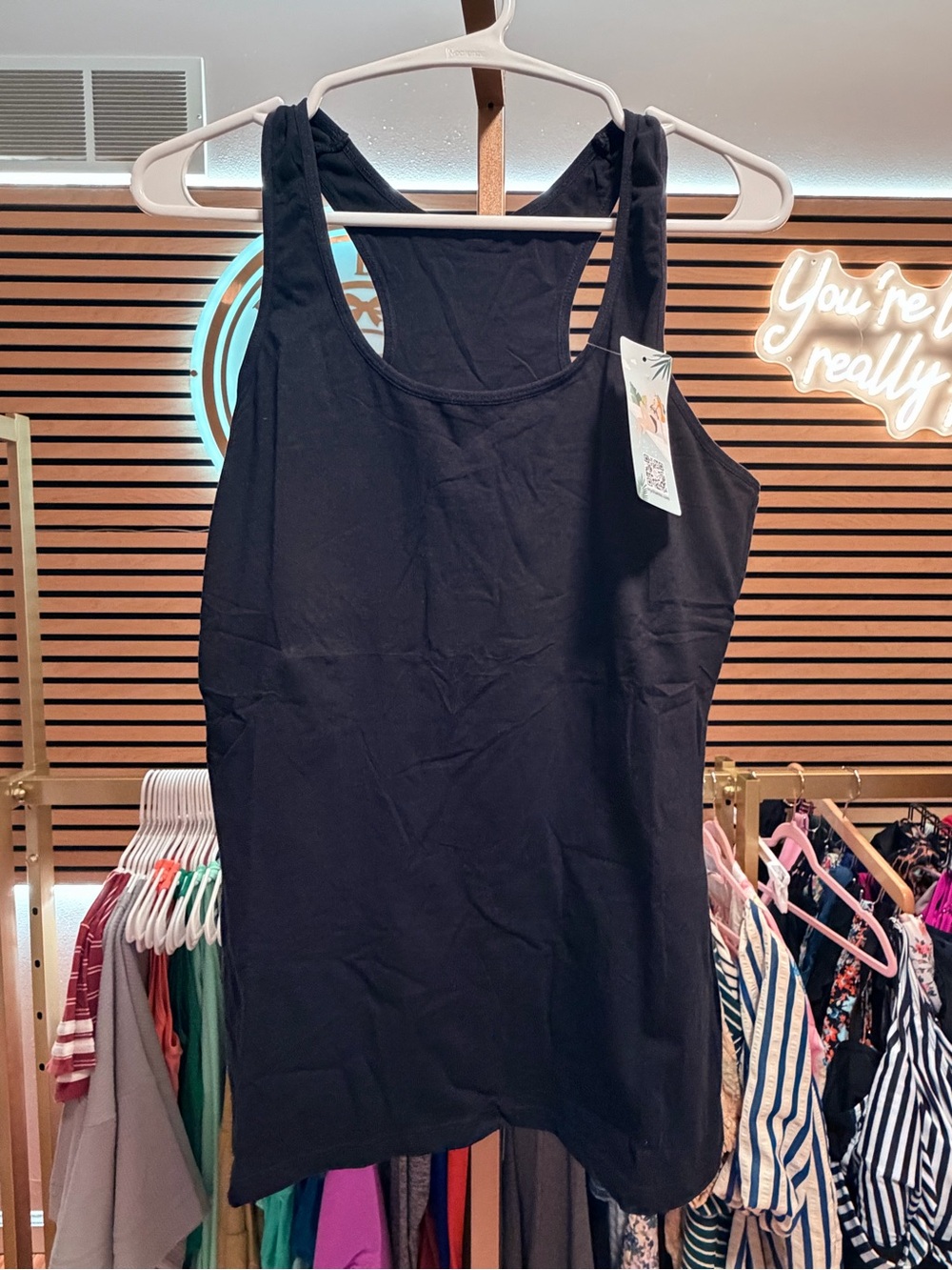 Women's Bright Turquoise and Black Racerback Tank Tops